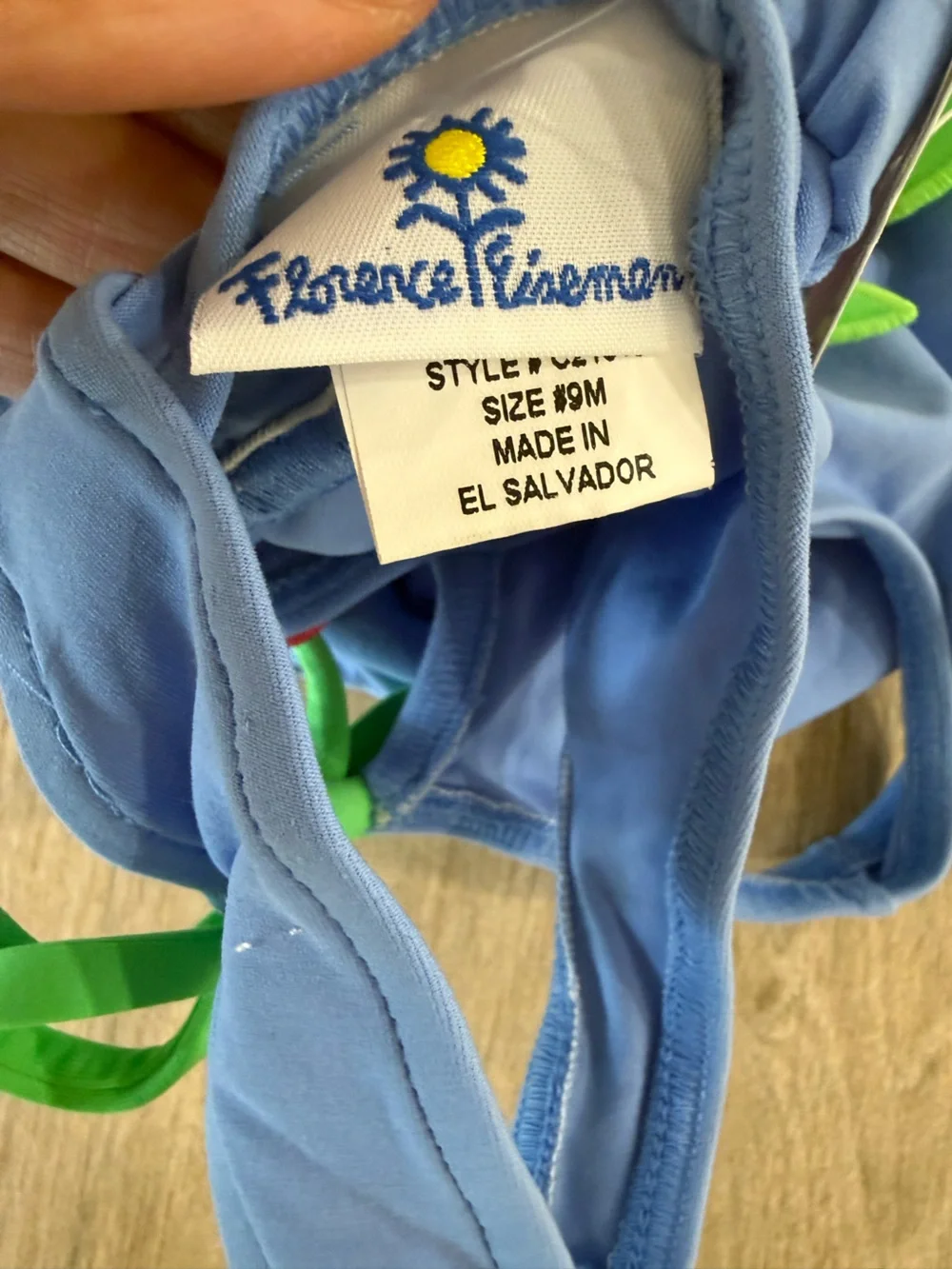 Florence Eiseman NWT Periwinkle Bubble Swimsuit Floral Appliqué 9M
